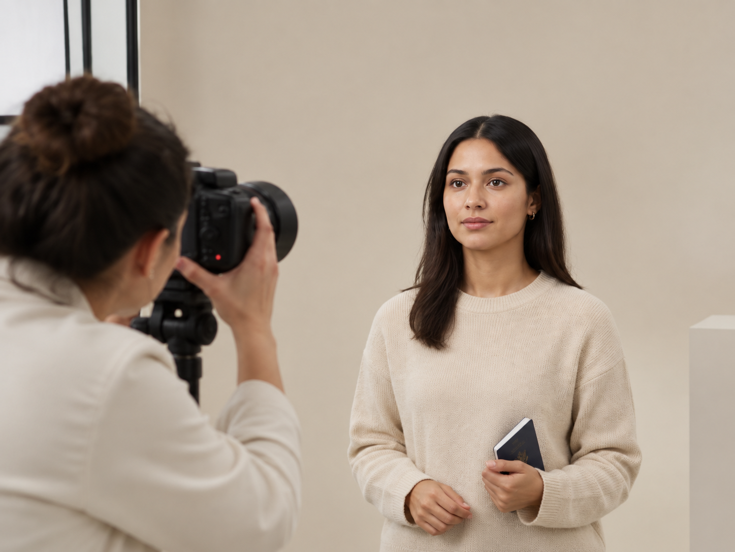 Visumfoto en internationale pasfoto gemaakt bij Jaweed Studio in Gent