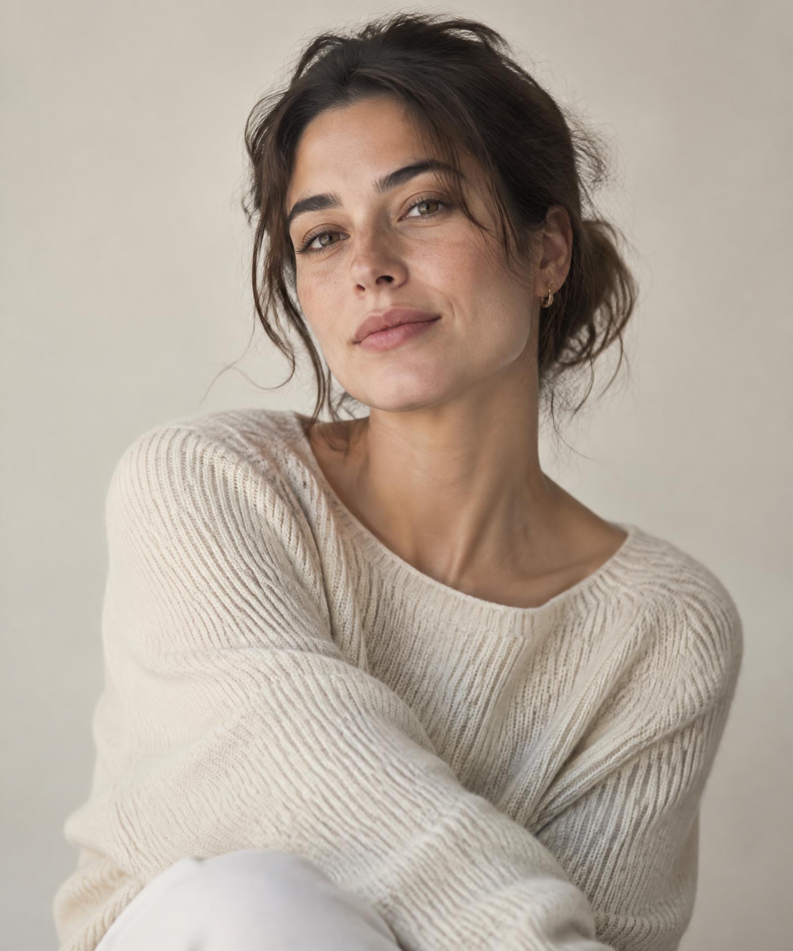 Studioportret van een vrouw in warm zacht licht