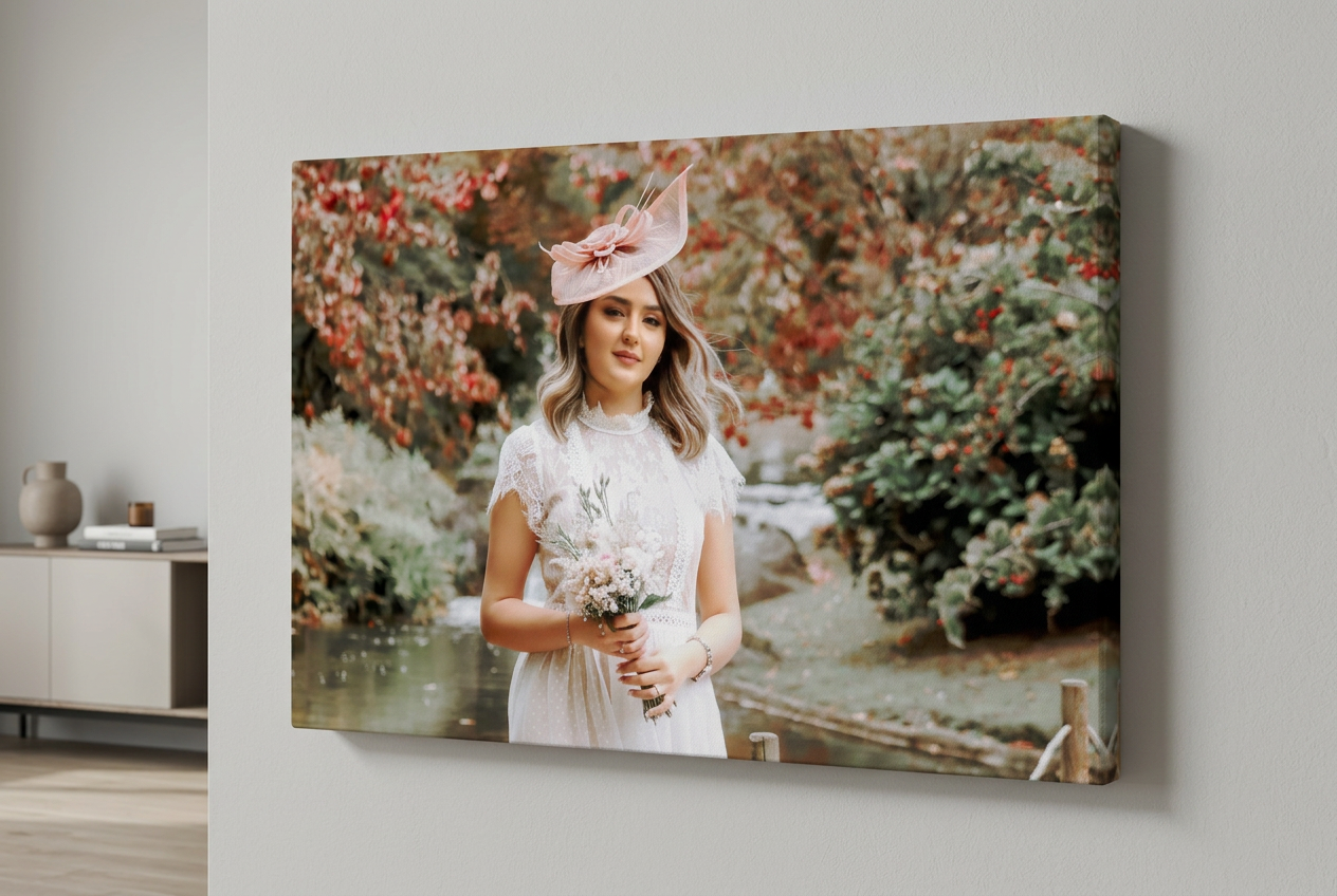 Huwelijksfoto op canvas