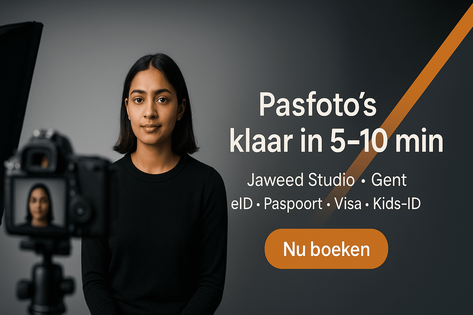 Pasfoto studio in Gent – neutrale achtergrond en professionele belichting | Jaweed Studio